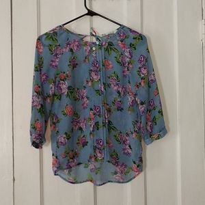 Blue Floral Capri Top